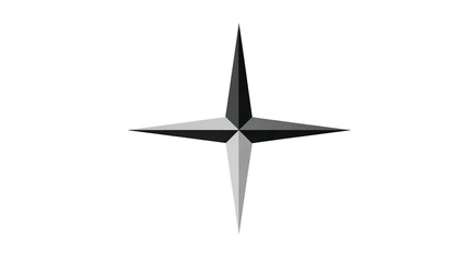 Striking black and white star with luminous outline on a dark background