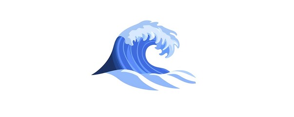 Naklejka premium Blue water waves, vector graphic, simple flat illustration with a white background, minimalist style