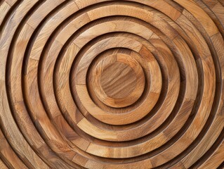 Stylish wooden concentric circle puzzle with modern radial patterns and smooth curved pieces