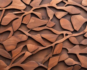 Multilayered wooden puzzle with abstract tree branch patterns for a creative organic aesthetic