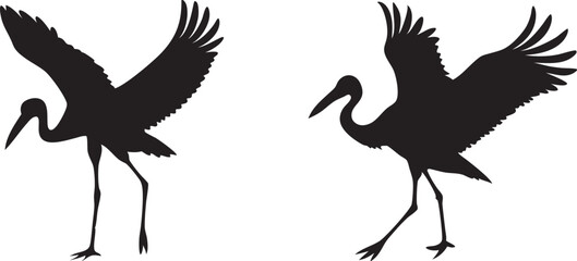 Heron Bird Silhouettes, icon, set, vector illustration