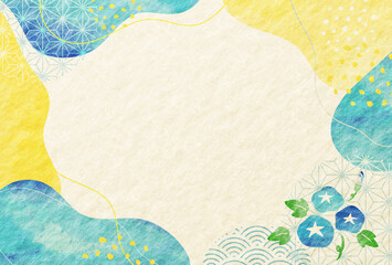 朝顔　夏　水彩風　おしゃれな 和紙の背景 © Lily