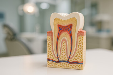Tooth Anatomy: A Realistic and Detailed Photo Exhibits the Intricate Endodontic Treatment Process on a Maquette Model - A Valuable Sample for Dental Education and Understanding.	
