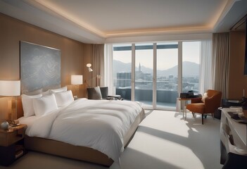 bedroom contemporary hotel bed pink red white bedchamber green sleep designer floor lamp classic chic design living inspiration pattern table rug carpet modern fresh beige interior leather room