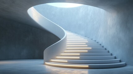 Naklejka premium Modern spiral staircase in a minimalist interior