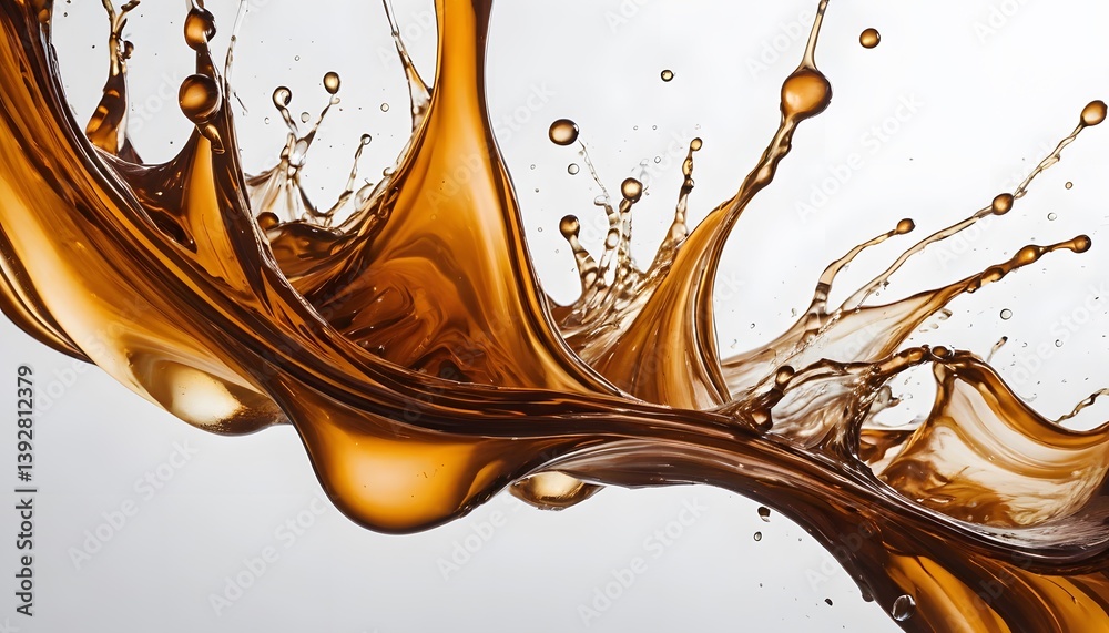 Aufkleber dynamic brown liquid splash, a visually striking image for use in creative designs, flowing fluid mo