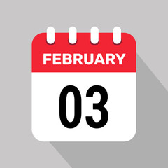 3 february calendar icon vector illustration background graphic design.
