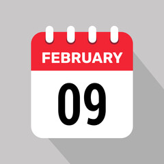 9 february calendar icon vector illustration background graphic design.