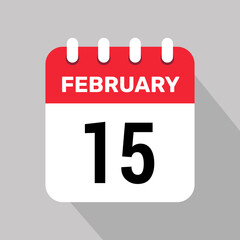15 february calendar icon vector illustration background graphic design.