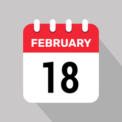 18 february calendar icon vector illustration background graphic design.