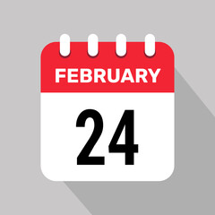 24 february calendar icon vector illustration background graphic design.