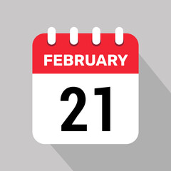 21 february calendar icon vector illustration background graphic design.