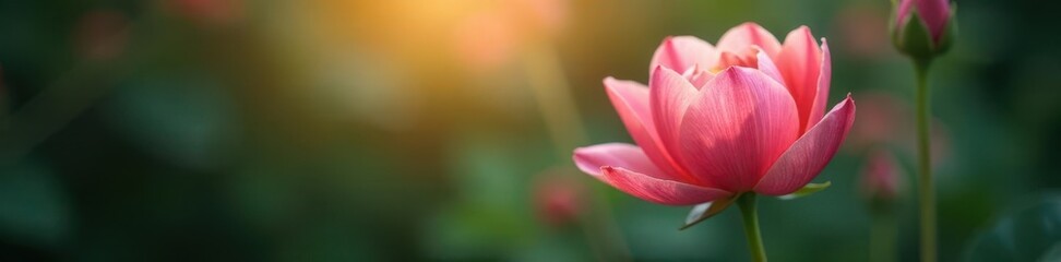 Fototapeta premium Single isolated flower with subtle light effects, , soft focus