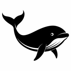 Elegant Black Whale Silhouette Vector Design