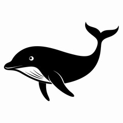 Elegant Black Whale Silhouette Vector Design