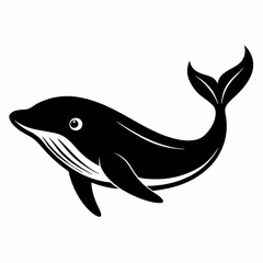Elegant Black Whale Silhouette Vector Design