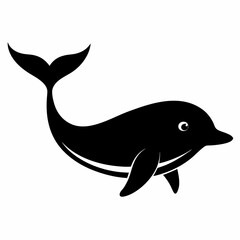 Elegant Black Whale Silhouette Vector Design