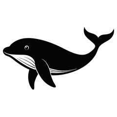 Elegant Black Whale Silhouette Vector Design