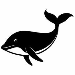 Elegant Black Whale Silhouette Vector Design