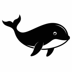 Elegant Black Whale Silhouette Vector Design