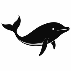 Elegant Black Whale Silhouette Vector Design