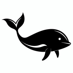 Elegant Black Whale Silhouette Vector Design