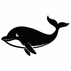 Elegant Black Whale Silhouette Vector Design
