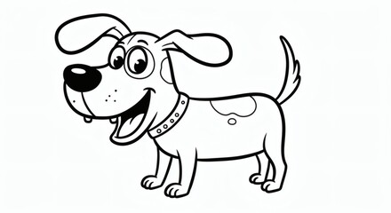 Naklejka premium dog cartoon outline isolated on white background - for coloring page