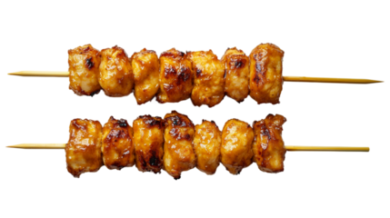 Chicken satay isolated on white background. Suitable for marketing or business purposes. PNG file