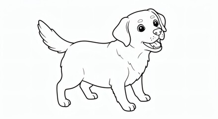 dog cartoon outline isolated on white background - for coloring page