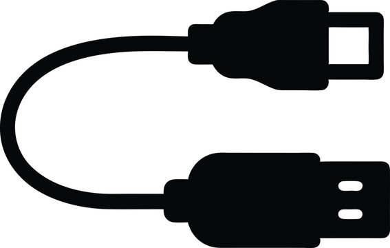 black usb cable icon clip art preview
