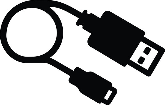 black usb cable with circle design clip art preview
