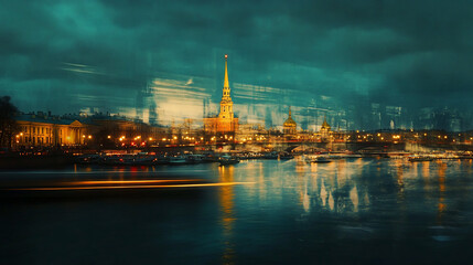 Naklejka premium Cityscape Evening Glow