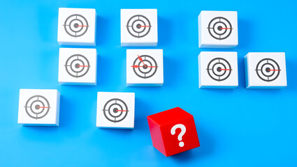 Naklejka premium Conceptual Image Nine Cubes, One Question – Exploring Strategy and Uncertainty
