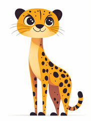 Fototapeta premium Cartoon Cheetah Sitting Gracefully