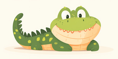 Fototapeta premium Smiling Cartoon Alligator Illustration