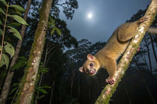 Kinkajou (Potos flavus) at Night