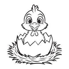  happy little chick hatching from an egg
