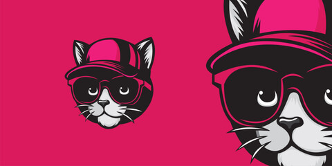 Obraz premium Fierce Cat Mascot Logo – Sleek Vector Design