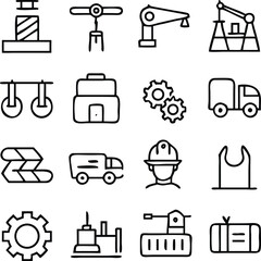 Industry Icons Vector Art | Factory, Tools & Machinery Line Icon Pack