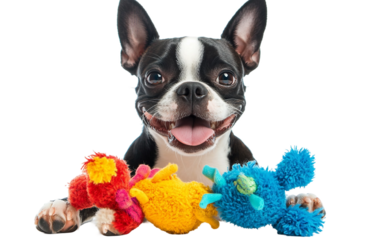 Boston Terrier with a Tuxedo-like Coat Showing Off Its Charm isolated on white background PNG