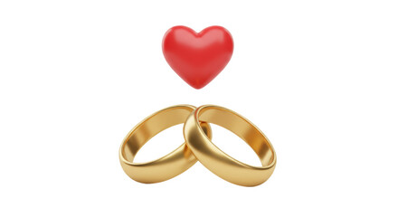 Isolated Wedding Rings with Heart