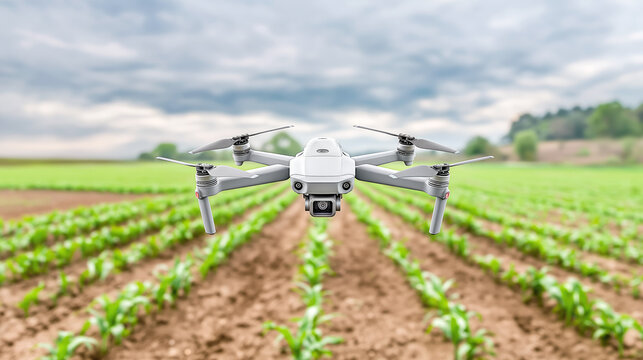 Drone flies over agricultural field. Captures sustainable farming and renewable energy technologies for efficient agricultural management.