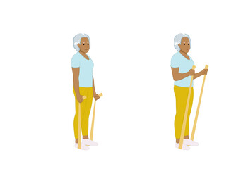 a women doing Hammer Curls - Flat illustration on white background.