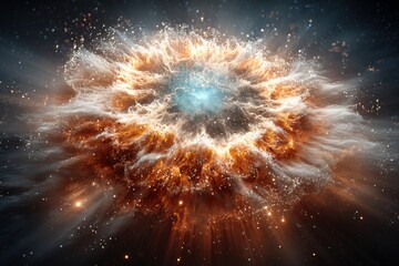 Fototapeta premium Dazzling Orange and White Light Explosion Capturing the Essence of Space Exploration and Innovative Technology