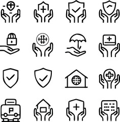 Insurance Icon Pack Vector | Protection, Policy & Coverage Line Icons