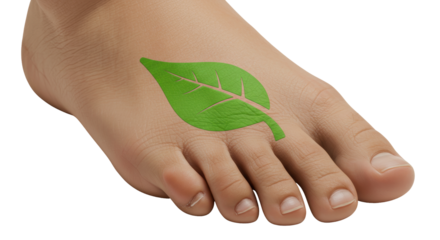 Isolated Foot with Green Leaf