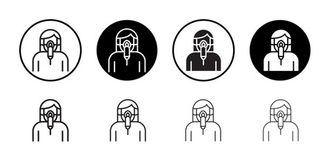 Person with oxygen mask icon vector logo set collection for web app ui