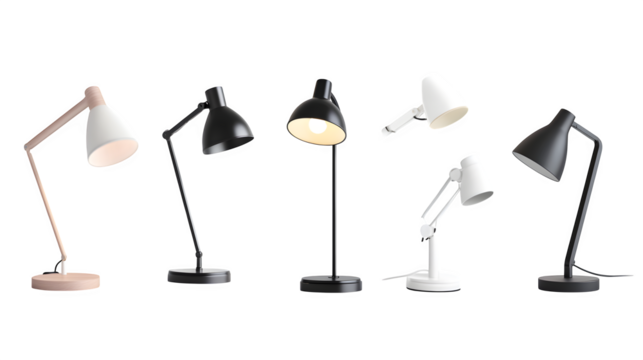 Collection of modern desk lamps in various styles,