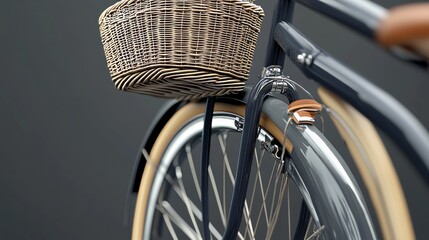 A detailed image of a classic vintage bicycle with a basket, urban lifestyle